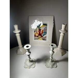 White antique style Ceramic candle holder